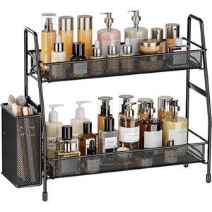 Bathroom Countertop Organizer Shelf 2 Tier Counter Spice Rack Metal Makeup Rack